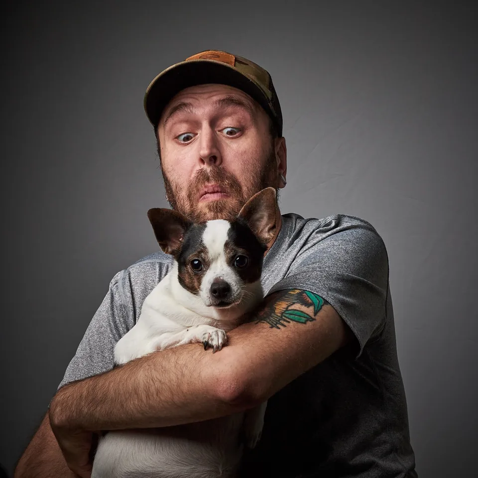 The photographer with his dog, Pixie