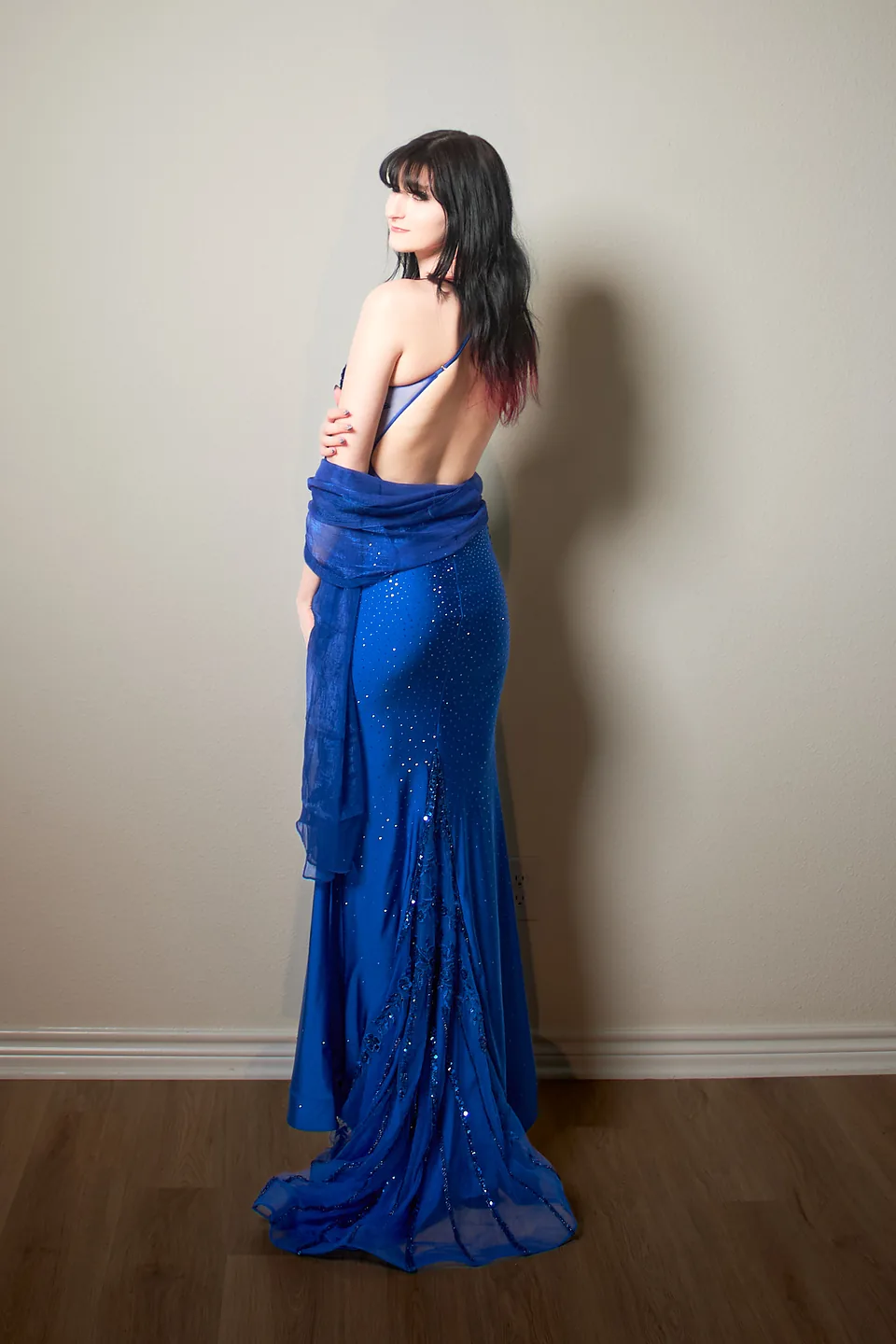 Blue gown, studio