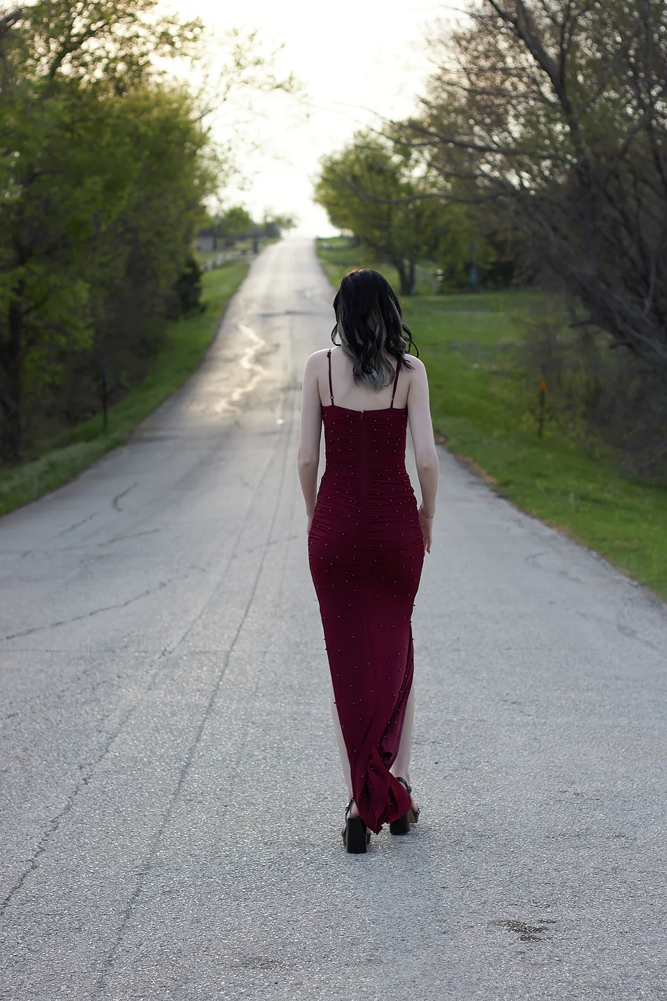 Walking the road at golden hour