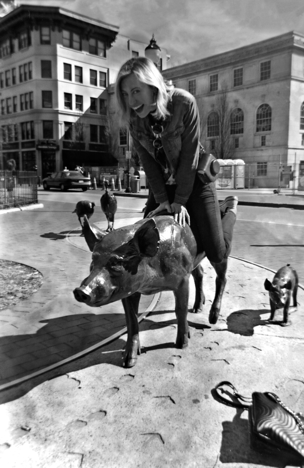 Black and white street portrait